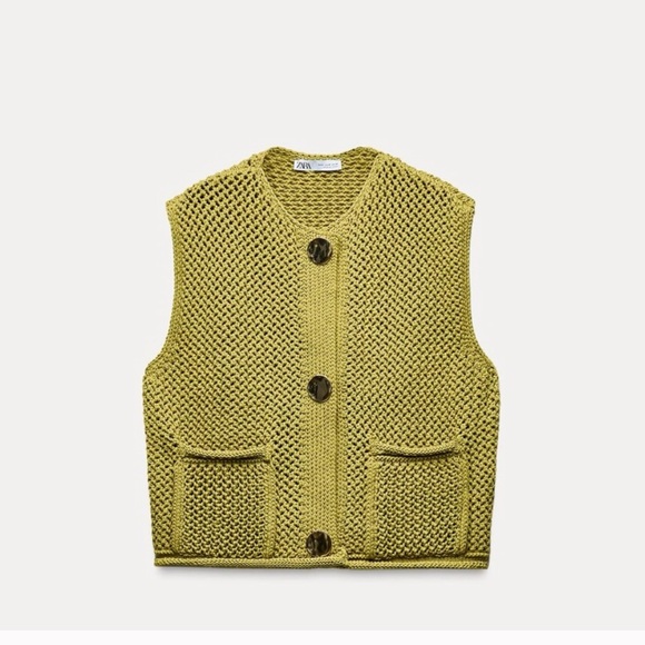 Zara Tops - Zara Mustard Knit Vest with Buttons